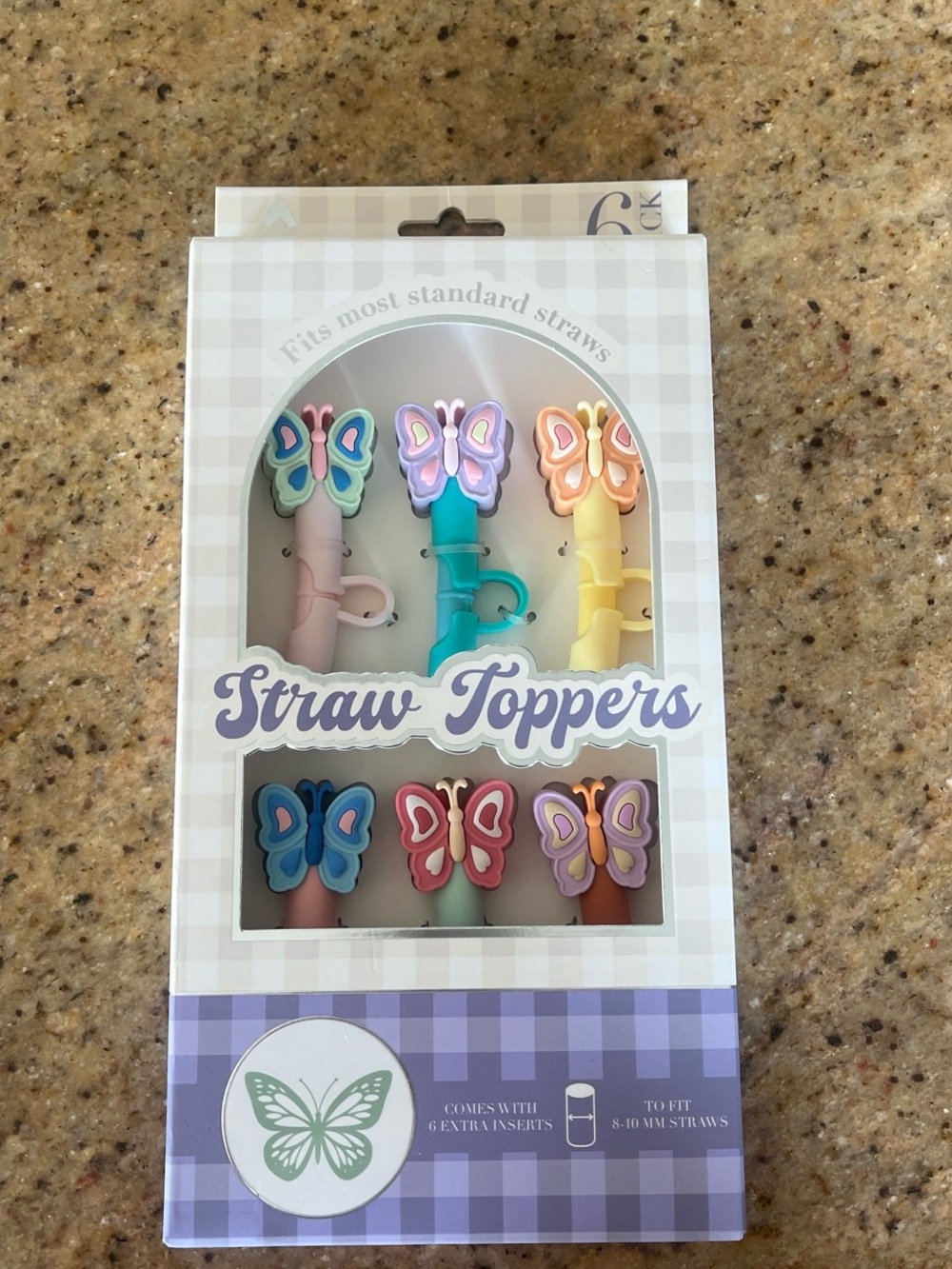 Wellness Butterfly Silicone Straw Toppers - 6pk Fits most standard straws